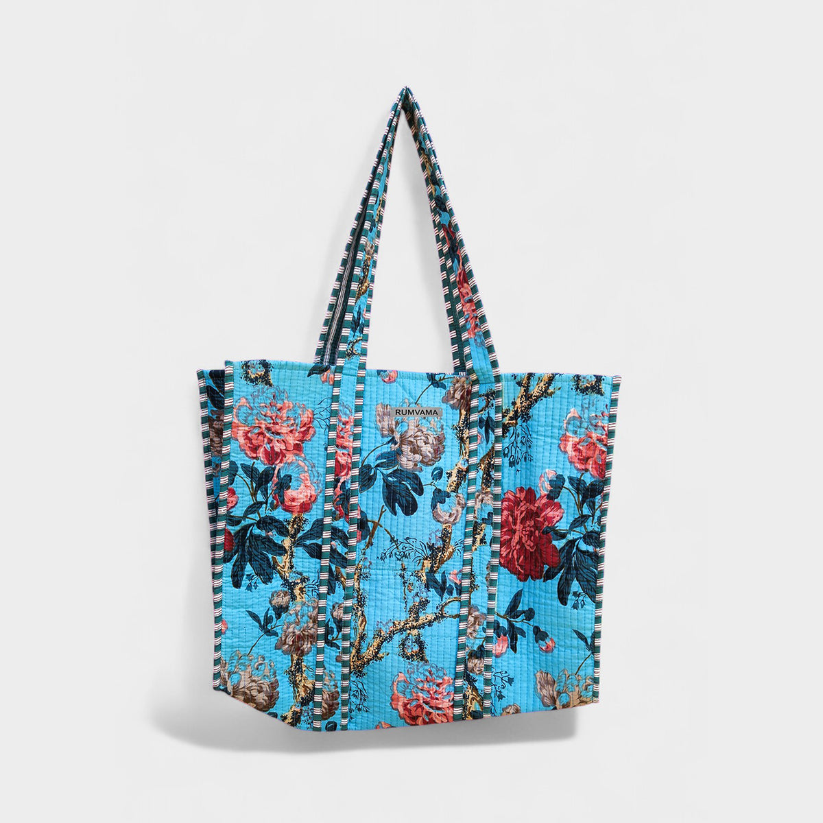 Azure Flower Tote Bag - Rumvama