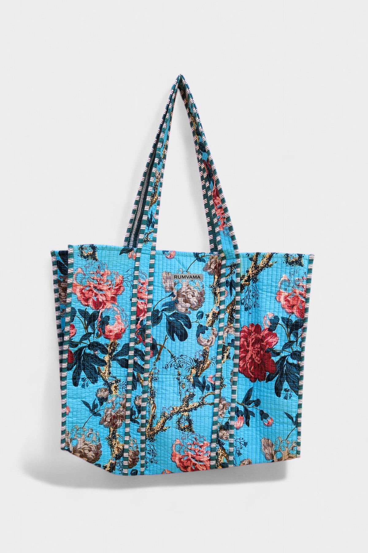 Azure Flower Tote Bag - Rumvama