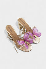 Lilac Butterfly Gold Heels - Rumvama