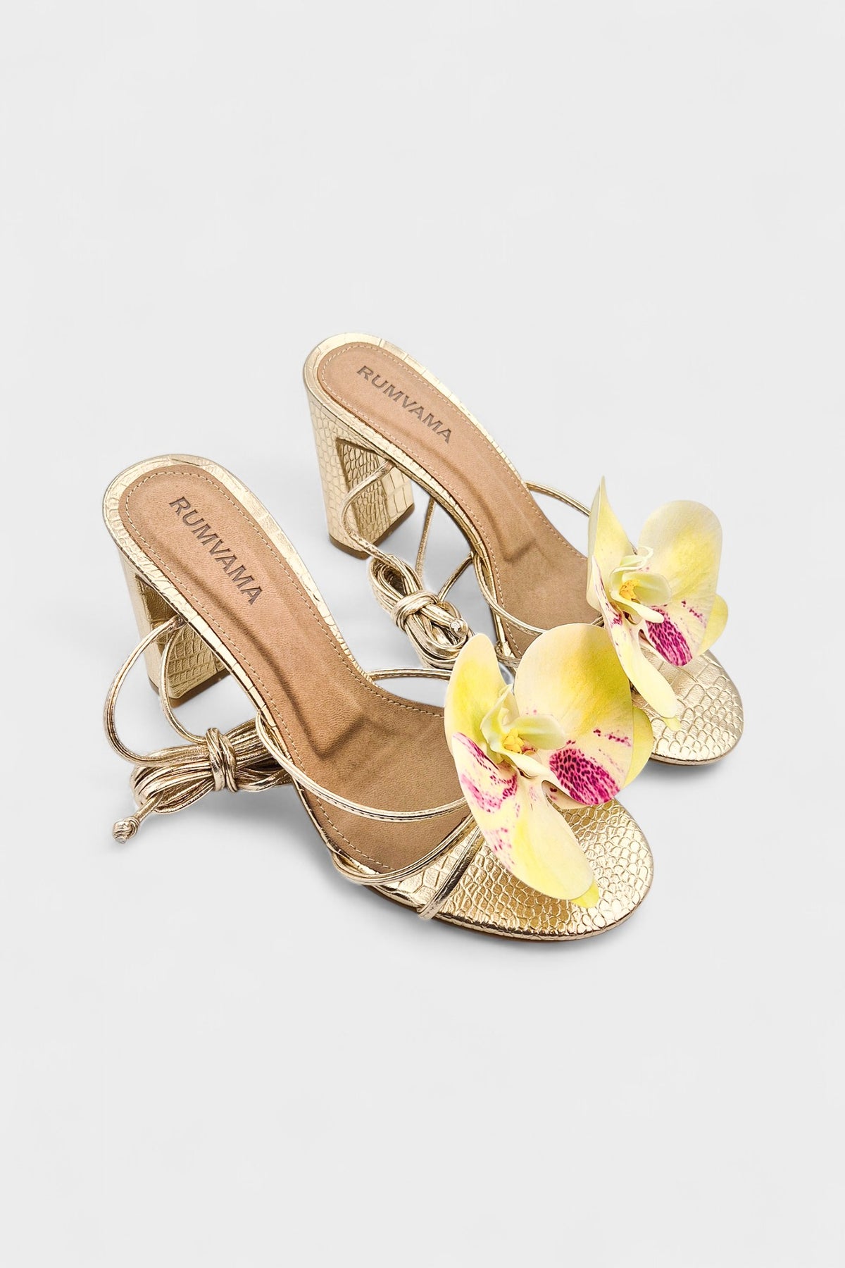 Lemon Orchid Gold Heels - Rumvama