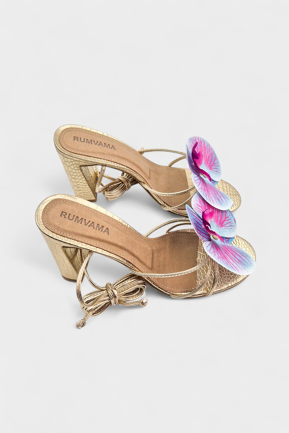 Raspberry Orchid Gold Heels - Rumvama