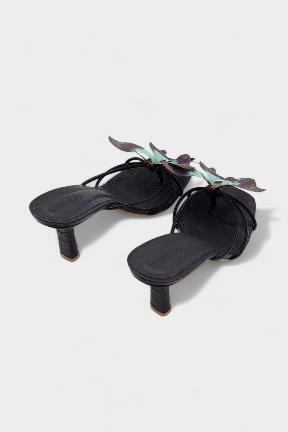 Aqua Butterfly Black Heels - Rumvama