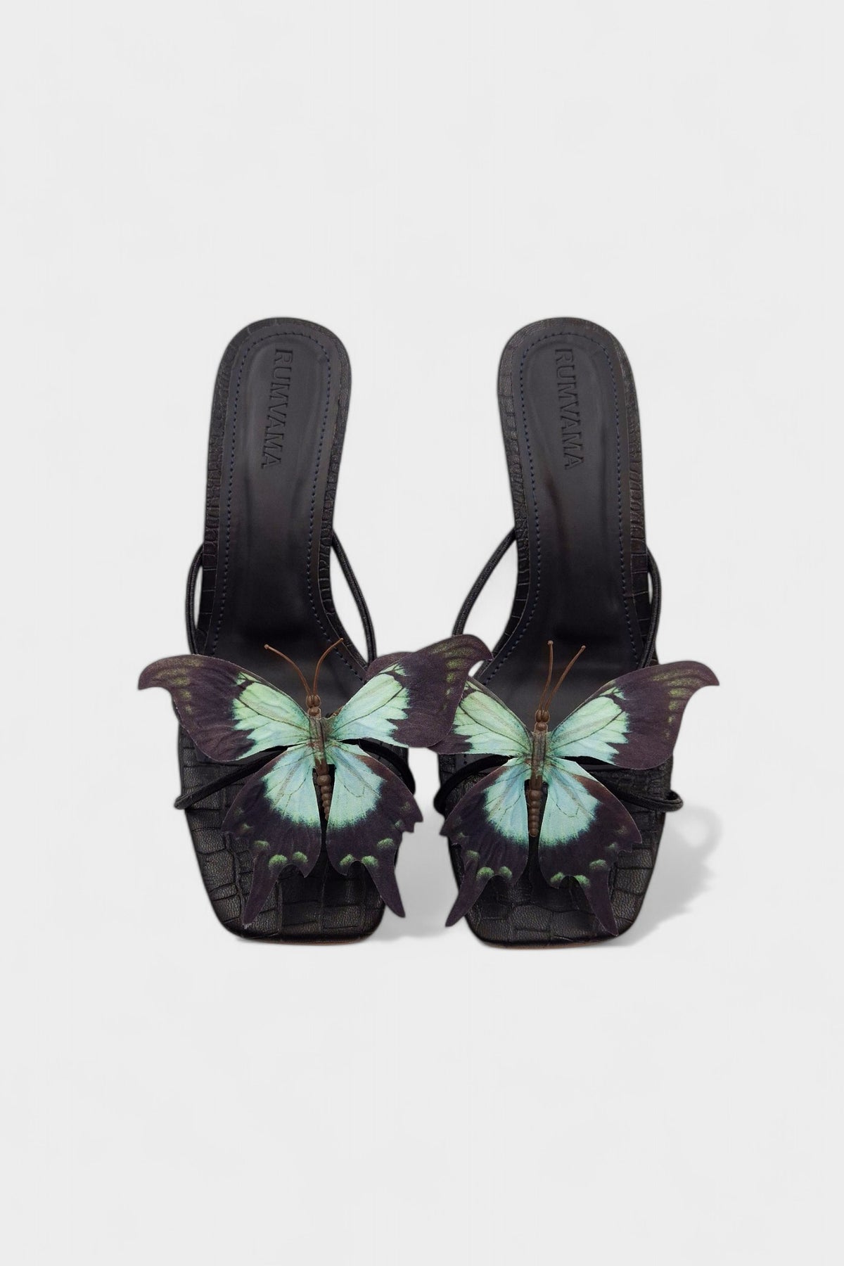 Aqua Butterfly Black Heels - Rumvama