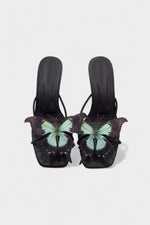 Aqua Butterfly Black Heels - Rumvama