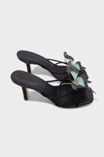 Aqua Butterfly Black Heels - Rumvama