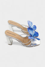 Blue Butterfly Silver Heels - Rumvama