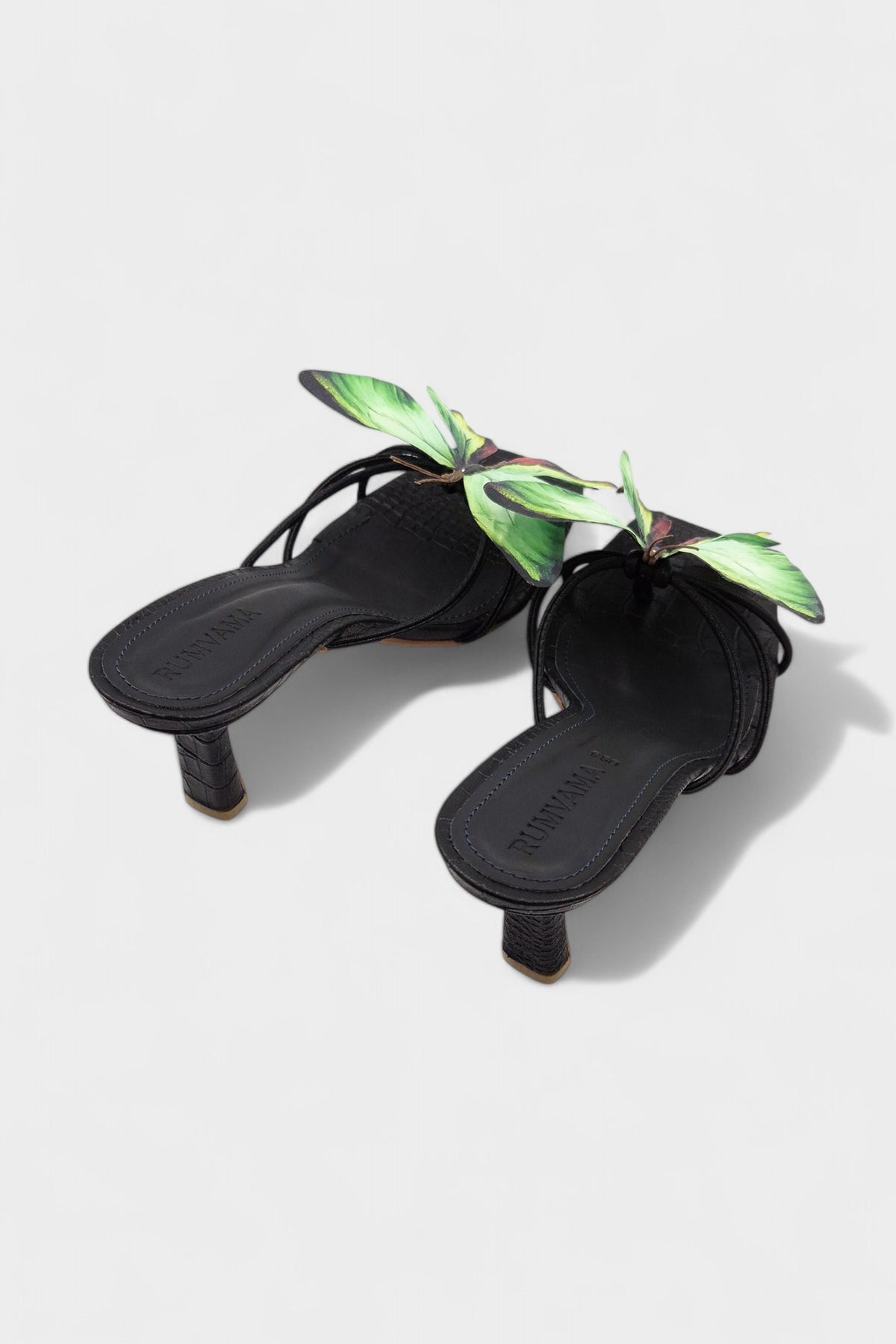 Emerald Butterfly Black Heels - Rumvama