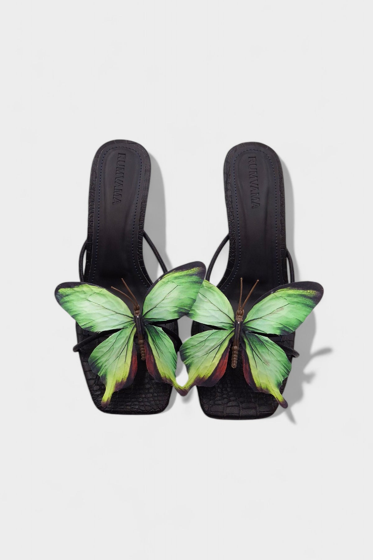 Emerald Butterfly Black Heels - Rumvama