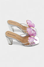 Lilac Butterfly Silver Heels - Rumvama