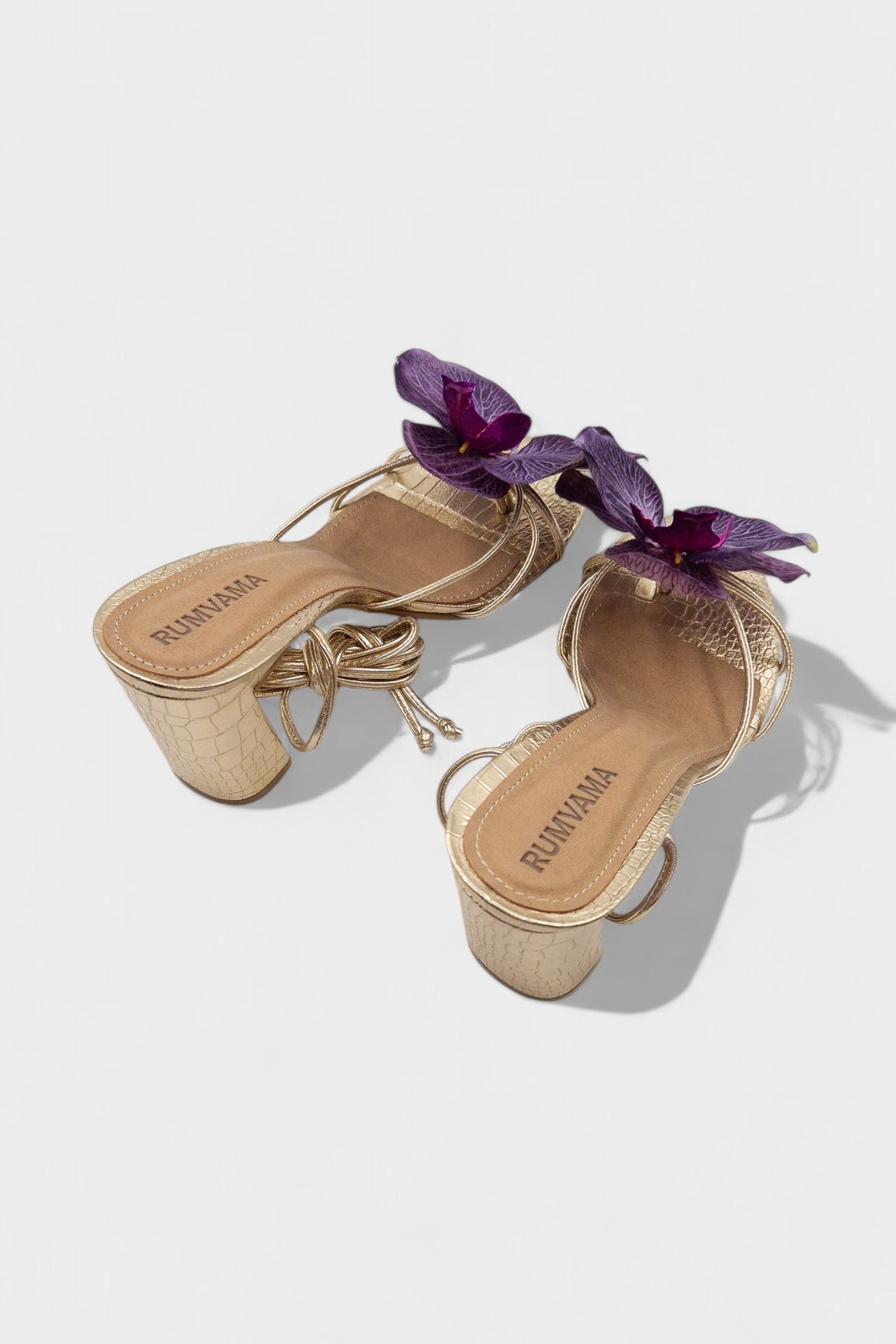 Purple Orchid Gold Heels - Rumvama