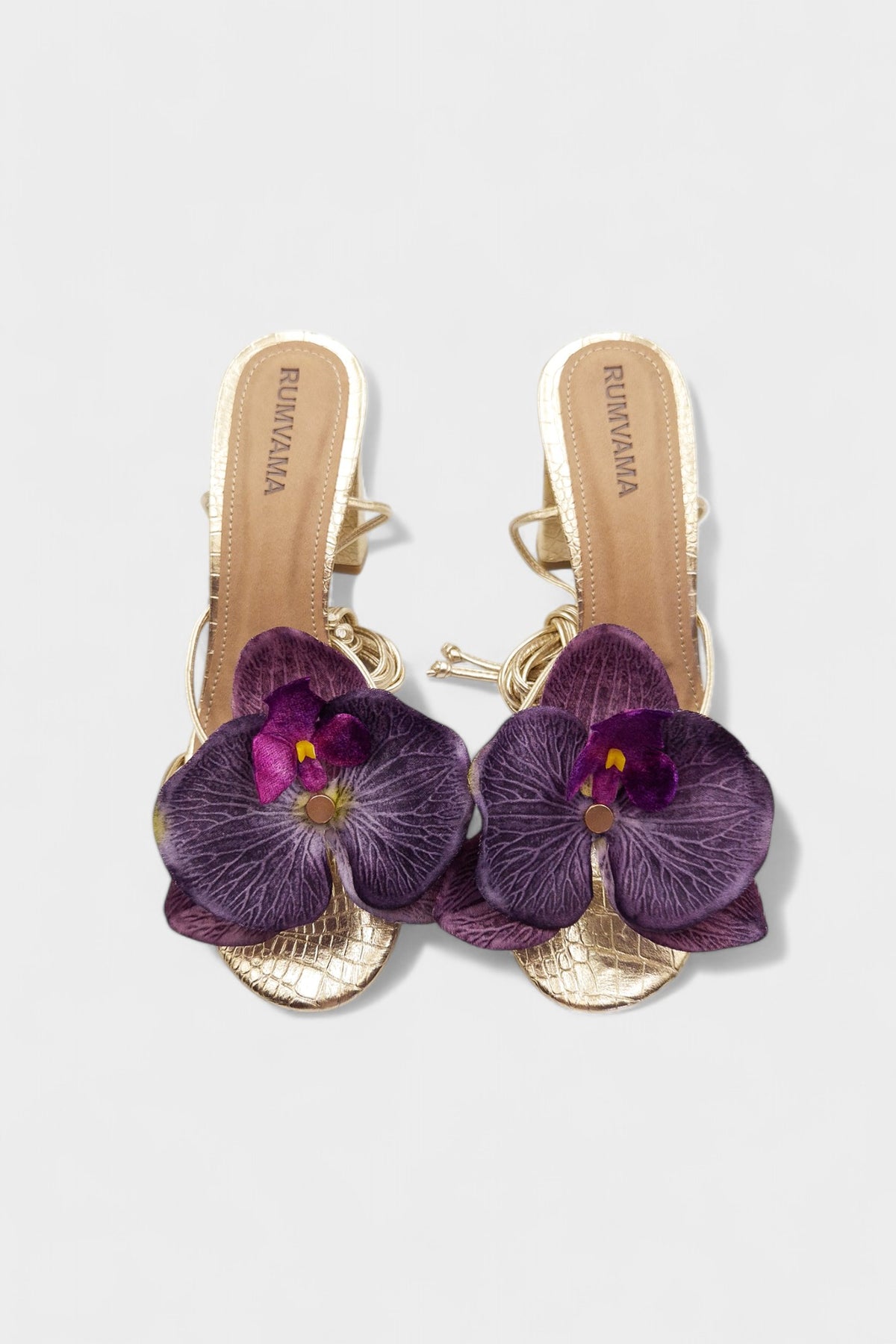 Purple Orchid Gold Heels - Rumvama