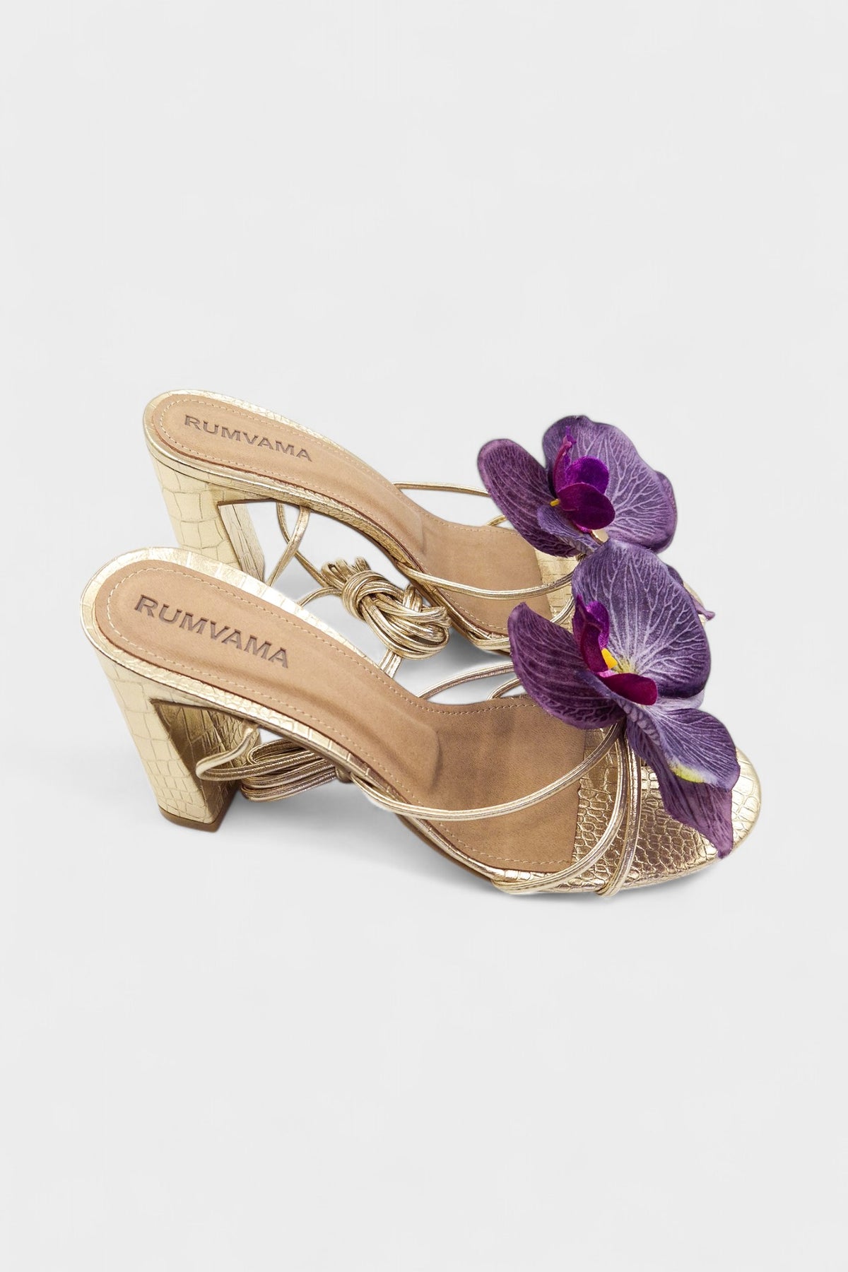 Purple Orchid Gold Heels - Rumvama